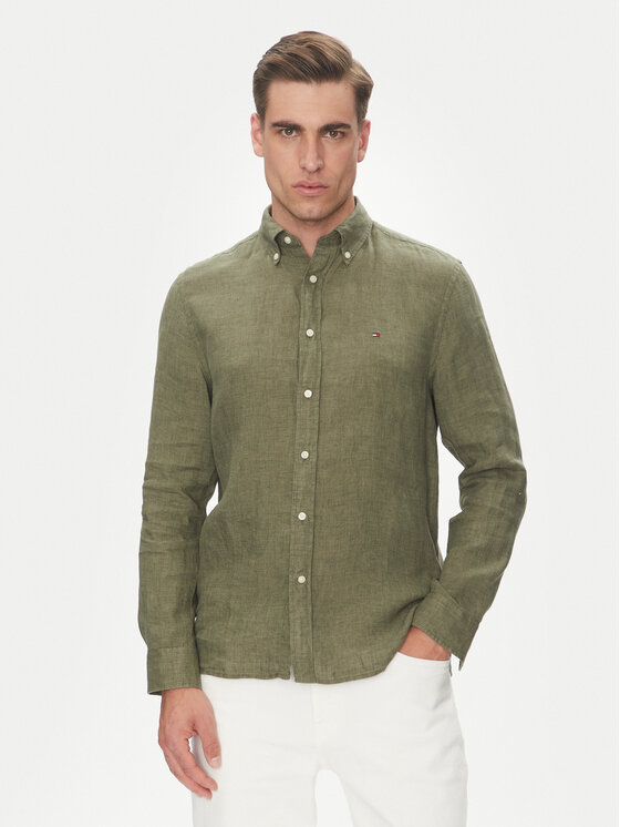 Tommy Hilfiger Риза MW0MW34602 Зелен Regular Fit за Мъже цена