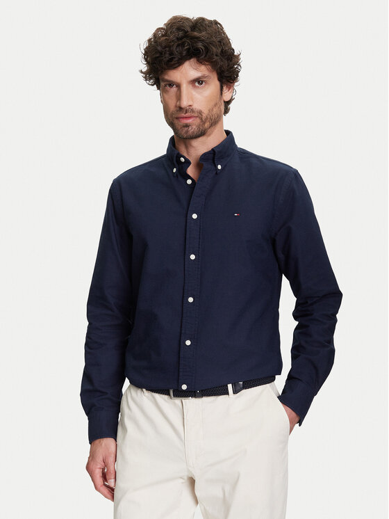 Tommy Hilfiger Риза Solid Heritage MW0MW35774 Тъмносин Regular Fit за Мъже цена