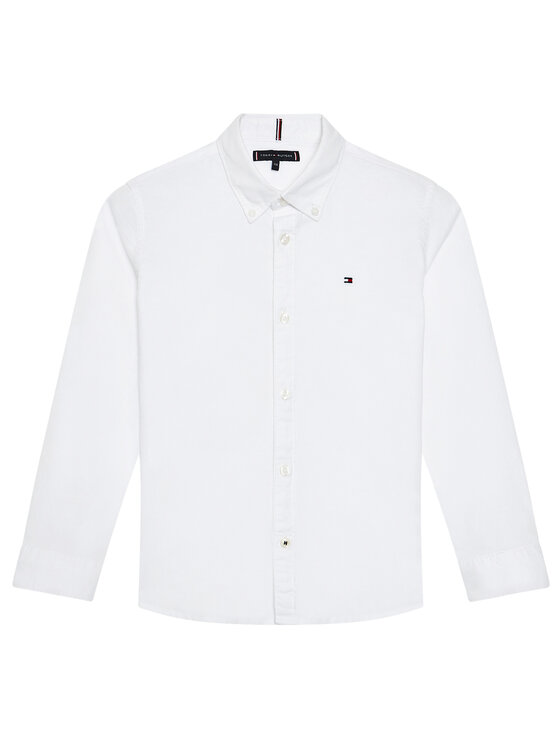 Tommy Hilfiger Риза Solid Poplin KB0KB06965 D Бял Slim Fit за Момчета цена