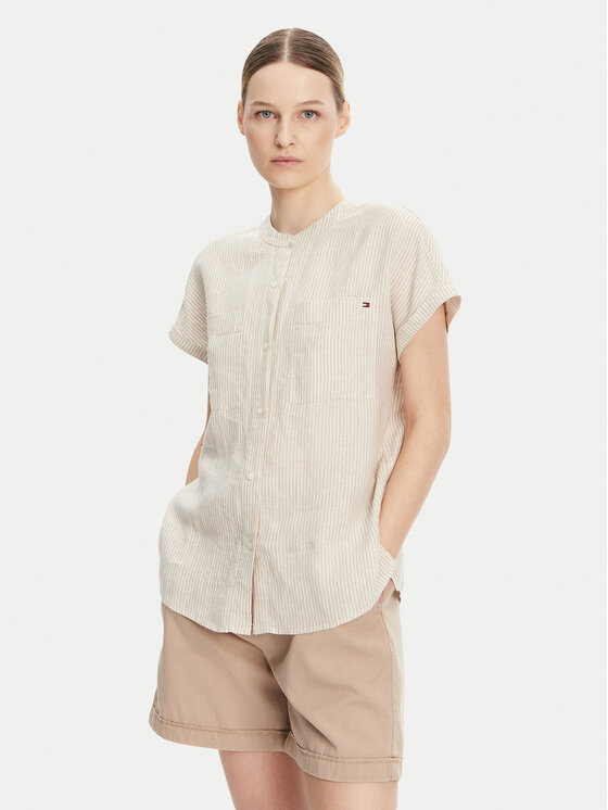 Tommy Hilfiger Риза WW0WW44715 Бежов Regular Fit за Жени цена