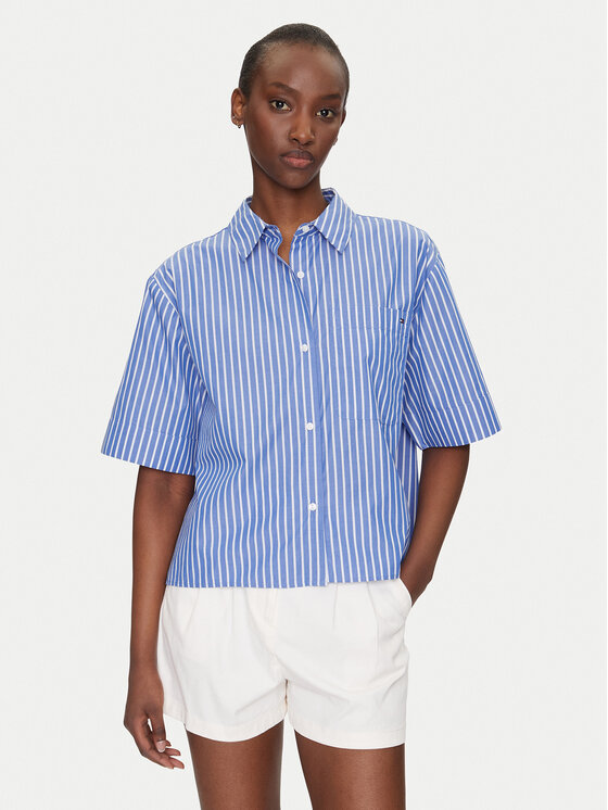 Tommy Hilfiger Риза WW0WW44717 Син Boxy Fit за Жени цена