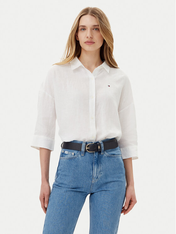 Tommy Hilfiger Риза WW0WW46169 Бял Loose Fit за Жени цена