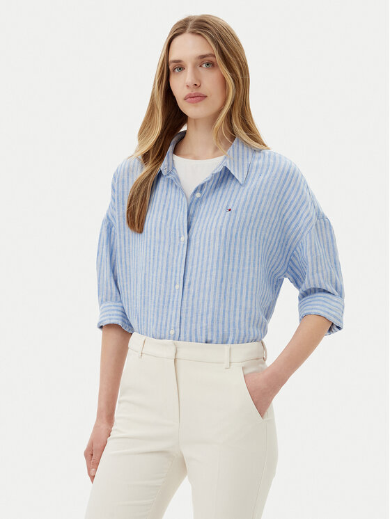 Tommy Hilfiger Риза WW0WW46169 Син Loose Fit за Жени цена
