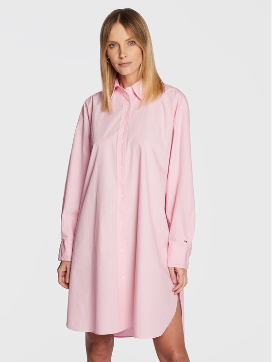 Tommy Hilfiger Рокля тип риза Solid WW0WW37102 Розов Oversize за Жени цена