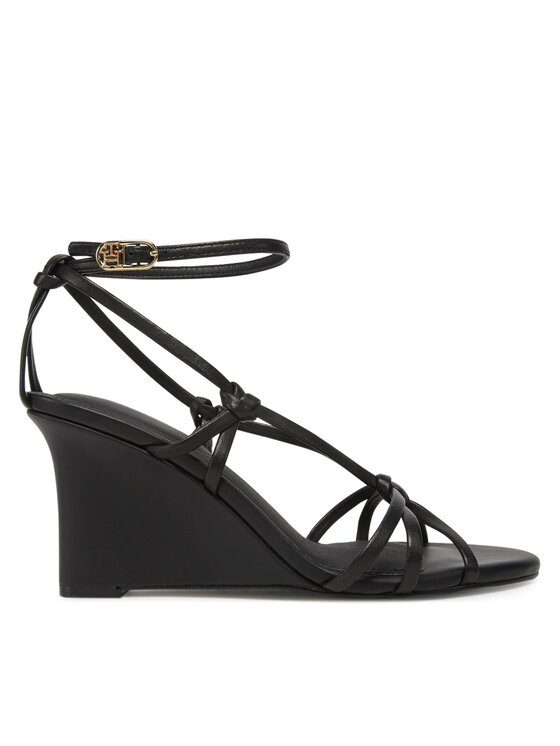 Tommy Hilfiger Сандали Leather Knots Wedge Sandal FW0FW08417 Черен за Жени цена