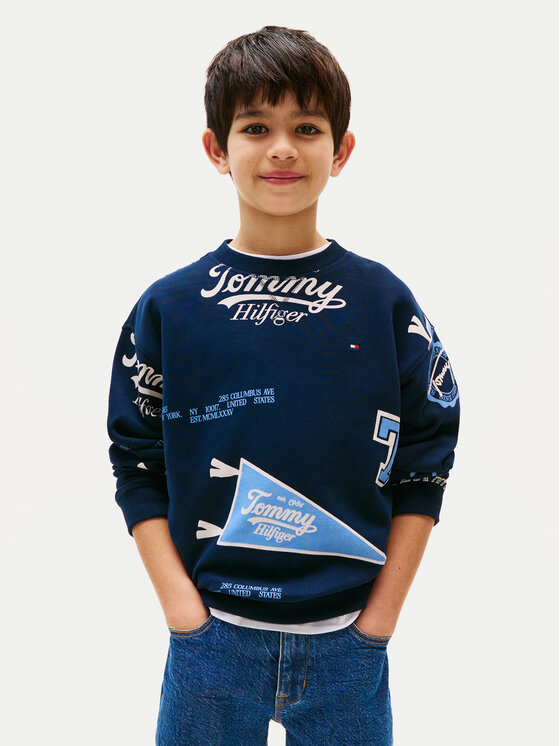 Tommy Hilfiger Суитшърт All Over Printed KB0KB09804 Тъмносин Regular Fit за Момчета цена