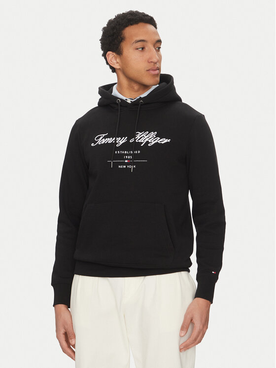 Tommy Hilfiger Суитшърт Script Logo MW0MW33631 Черен Regular Fit за Мъже цена