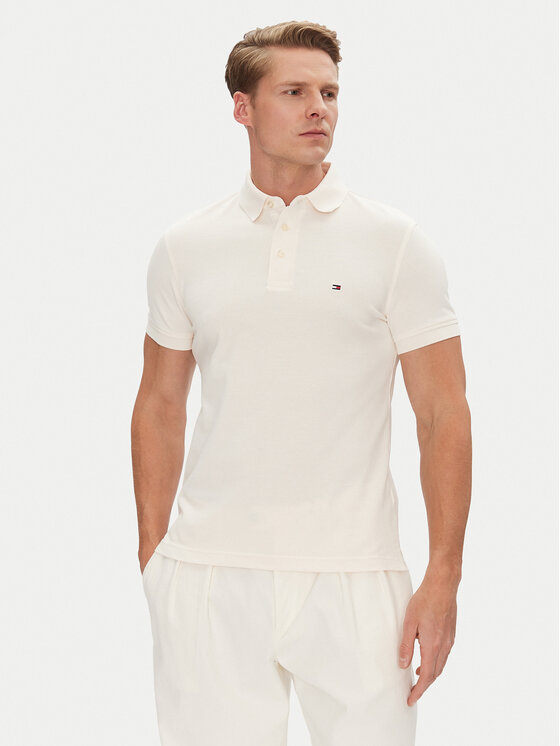 Tommy Hilfiger Тениска с яка и копчета 1985 MW0MW17771 Бежов Slim Fit за Мъже цена