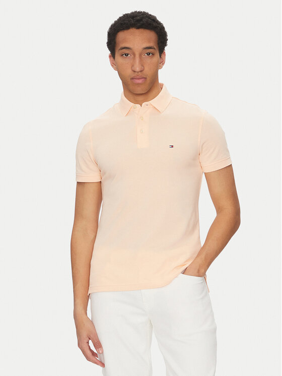 Tommy Hilfiger Тениска с яка и копчета 1985 MW0MW17771 Коралов Slim Fit за Мъже цена