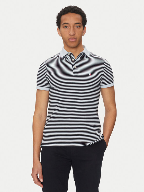 Tommy Hilfiger Тениска с яка и копчета 1985 MW0MW17771 Тъмносин Slim Fit цвят на ниска цена