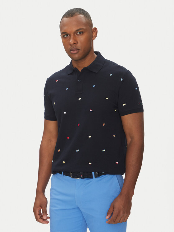 Tommy Hilfiger Тениска с яка и копчета Critter MW0MW39044 Тъмносин Regular Fit за Мъже цена