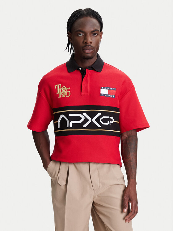 Tommy Hilfiger Тениска с яка и копчета F1 Movie Race Day MW0MW41393 Червен Relaxed Fit за Мъже цена