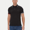 Tommy Hilfiger Тениска с яка и копчета Flag Cuff MW0MW38458 Черен Slim Fit за Мъже цена
