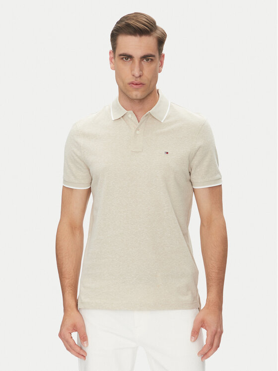 Tommy Hilfiger Тениска с яка и копчета MW0MW33140 Бежов Regular Fit за Мъже цена