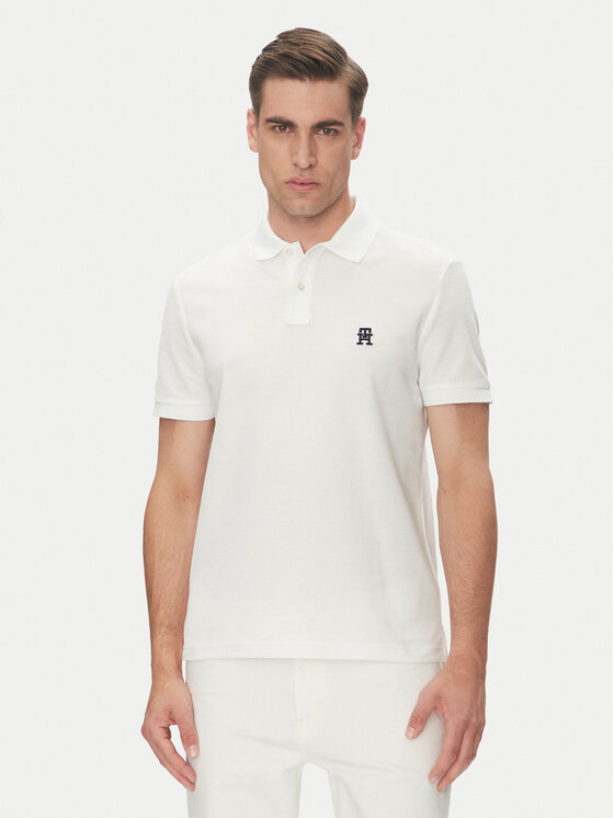Tommy Hilfiger Тениска с яка и копчета MW0MW33167 Бял Regular Fit за Мъже цена