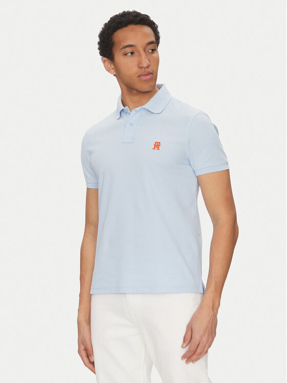 Tommy Hilfiger Тениска с яка и копчета MW0MW33167 Светлосиньо Regular Fit за Мъже цена