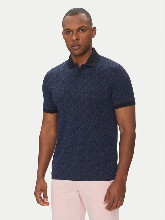 Tommy Hilfiger Тениска с яка и копчета Monogram MW0MW39218 Тъмносин Regular Fit за Мъже цена