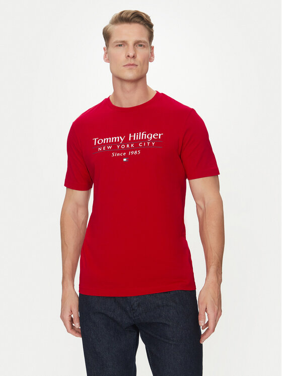 Tommy Hilfiger Тишърт Center Stack MW0MW38621 Червен Regular Fit за Мъже цена