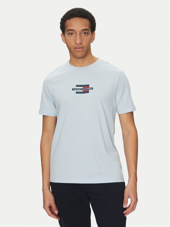 Tommy Hilfiger Тишърт Flag Box MW0MW38636 Светлосиньо Regular Fit за Мъже цена