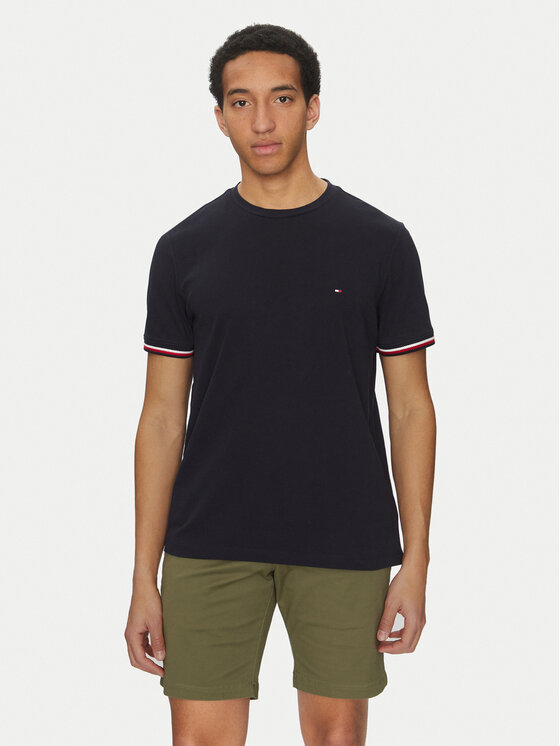 Tommy Hilfiger Тишърт Global Stripe MW0MW38630 Тъмносин Regular Fit за Мъже цена
