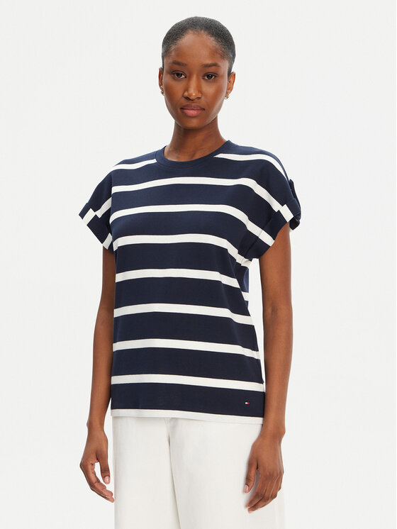 Tommy Hilfiger Тишърт Gold Button WW0WW45628 Тъмносин Regular Fit за Жени цена