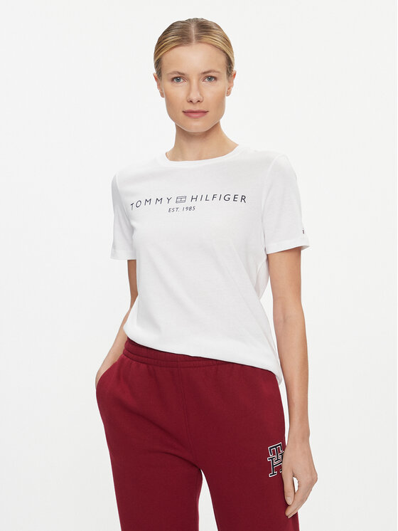 Tommy Hilfiger Тишърт Logo WW0WW40276 Бял Regular Fit за Жени цена