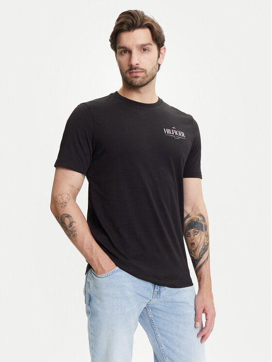 Tommy Hilfiger Тишърт Stack MW0MW39355 Черен Regular Fit за Мъже цена