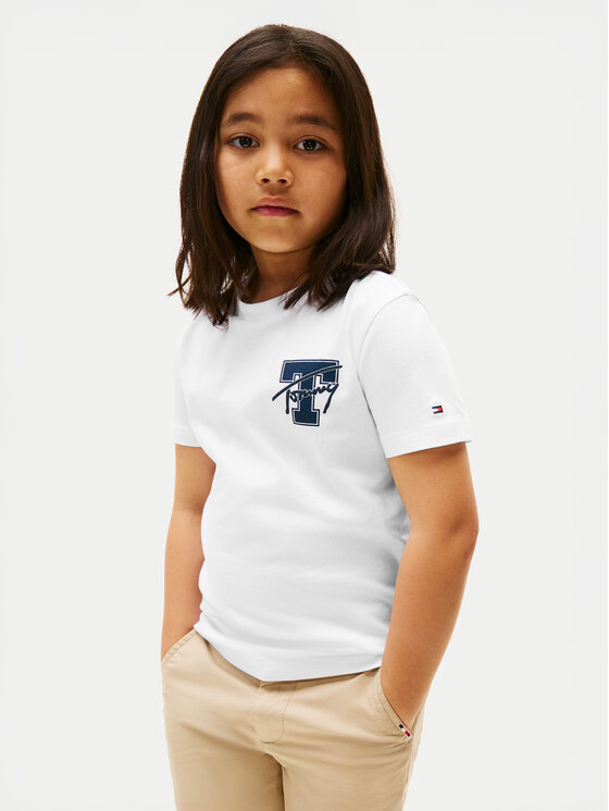 Tommy Hilfiger Тишърт Varsity Graphic KB0KB09868 Бял Regular Fit за Момчета цена