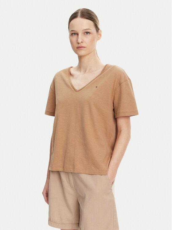 Tommy Hilfiger Тишърт WW0WW43901 Бежов Relaxed Fit за Жени цена