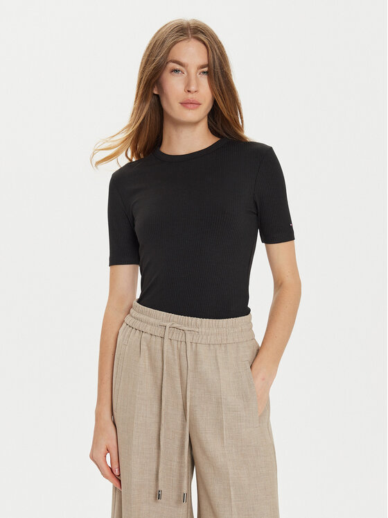 Tommy Hilfiger Тишърт WW0WW43918 Черен Slim Fit за Жени цена