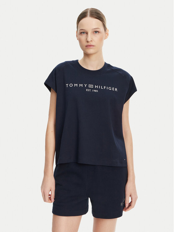 Tommy Hilfiger Тишърт WW0WW46113 Тъмносин Regular Fit за Жени цена