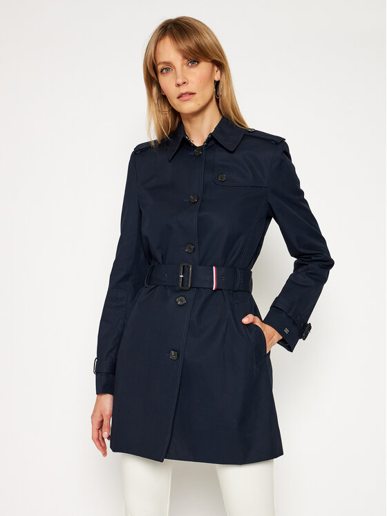 Tommy Hilfiger Тренч Heritage Single WW0WW24966 Тъмносин Regular Fit за Жени цена