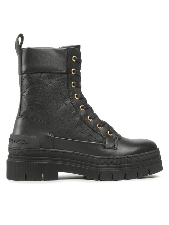 Tommy Hilfiger Туристически oбувки Lace Up Zip Boot Monogram FW0FW06849 Черен за Жени цена