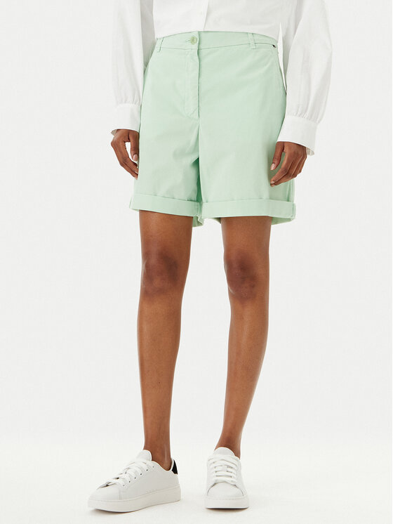 Tommy Hilfiger Шорти от плат WW0WW42457 Зелен Regular Fit за Жени цена