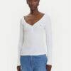 Tommy Jeans Блуза Henley DW0DW20903 Бял Slim Fit за Жени цена
