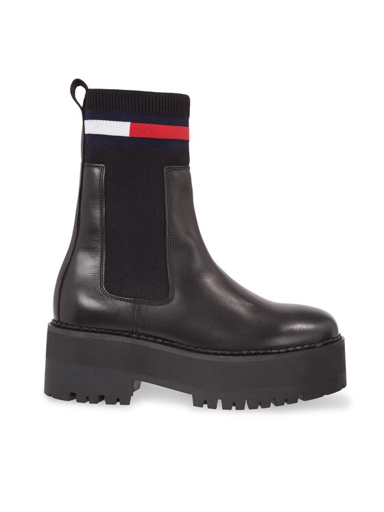 Tommy Jeans Боти тип челси Tjw Flatform Chelsea Sock EN0EN02301 Черен за Жени цена
