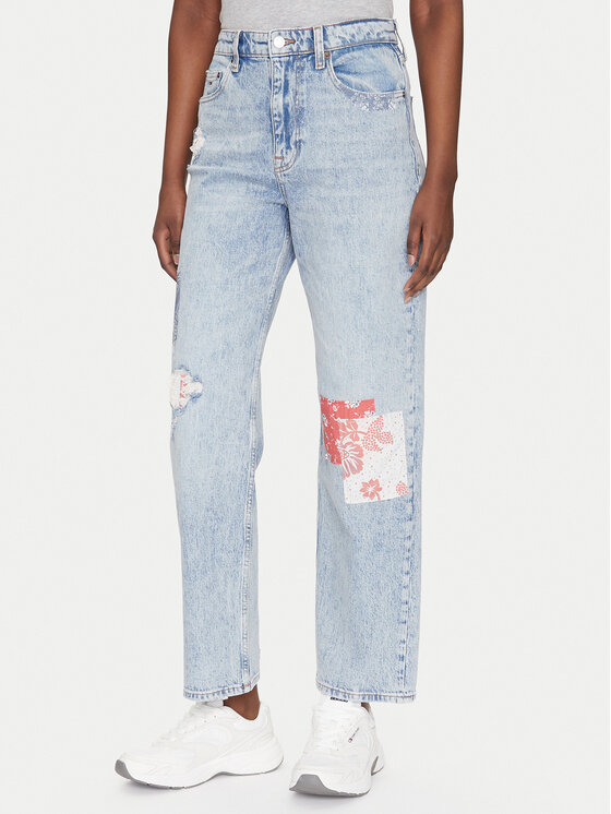 Tommy Jeans Дънки Layla DW0DW20017 Син Straight Fit за Жени цена