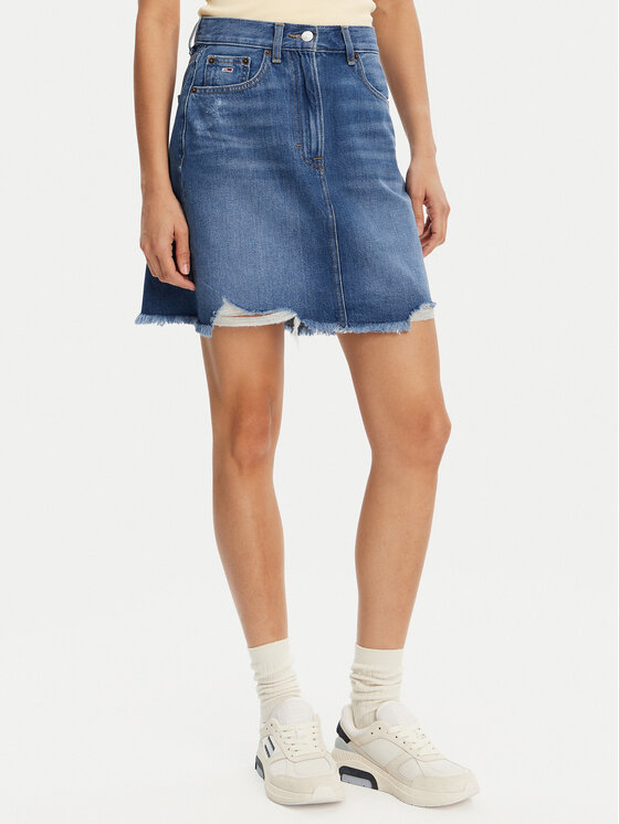 Tommy Jeans Дънкова пола DW0DW20135 Син Mom Fit за Жени цена