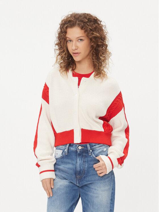 Tommy Jeans Кардиган Archive DW0DW15856 Екрю Regular Fit за Жени цена