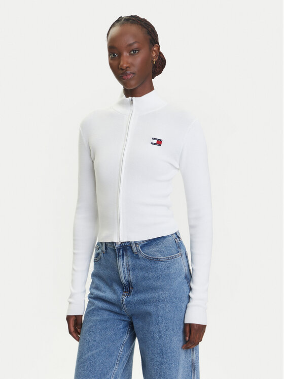 Tommy Jeans Кардиган DW0DW20967 Бял Slim Fit за Жени цена