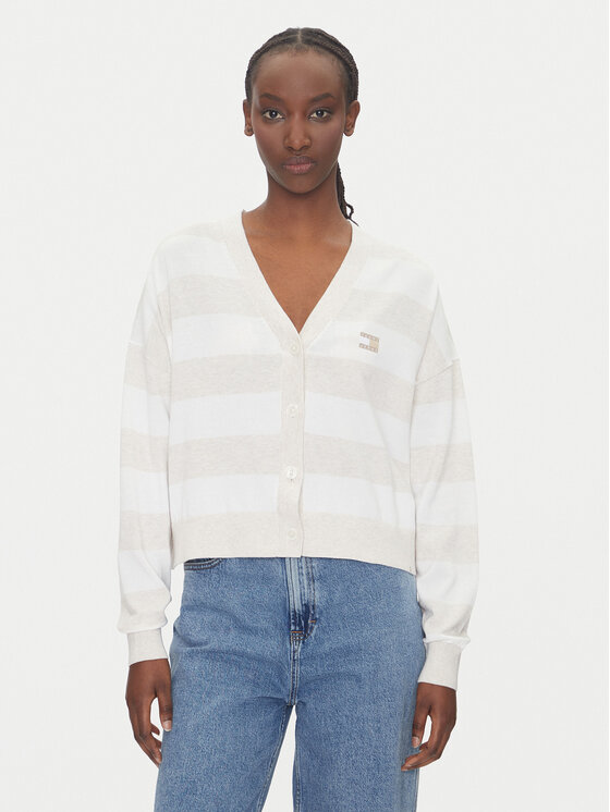 Tommy Jeans Кардиган DW0DW20968 Бежов Relaxed Fit за Жени цена