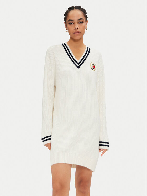 Tommy Jeans Плетена рокля DW0DW19810 Екрю Relaxed Fit за Жени цена