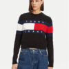 Tommy Jeans Пуловер Center Flag DW0DW19335 Черен Regular Fit цвят на ниска цена