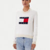 Tommy Jeans Пуловер Colorblock Flag DW0DW20970 Бял Regular Fit цвят на ниска цена