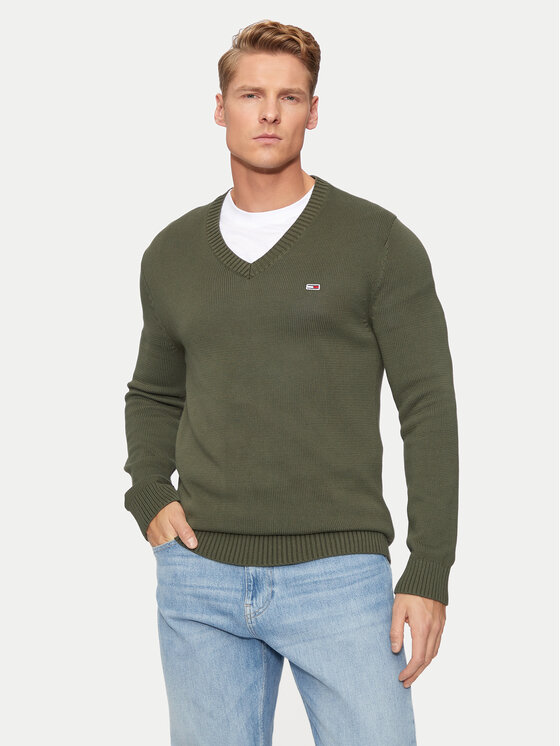 Tommy Jeans Пуловер Essential DM0DM19429 Зелен Slim Fit за Мъже цена