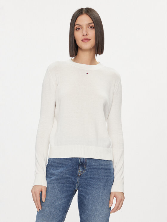 Tommy Jeans Пуловер Essential DW0DW17254 Бял Regular Fit за Жени цена
