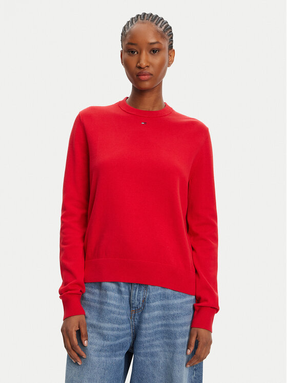 Tommy Jeans Пуловер Essential DW0DW20159 Червен Regular Fit за Жени цена