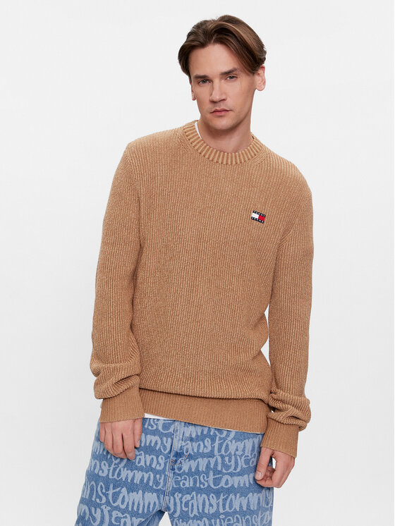 Tommy Jeans Пуловер Tonal Xs Badge DM0DM17776 Бежов Regular Fit за Мъже цена