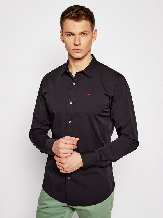 Tommy Jeans Риза DM0DM04405 Черен Slim Fit за Мъже цена