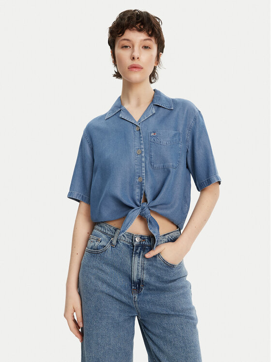 Tommy Jeans Риза DW0DW20603 Син Relaxed Fit за Жени цена